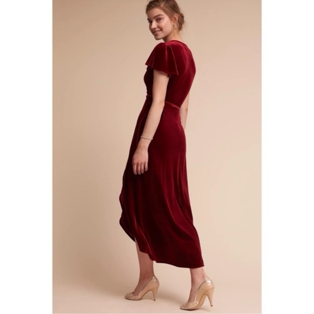 BHLDN Thrive Red Velvet Wrap Dress small - Picture 3 of 7